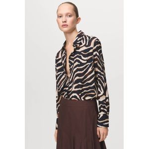 Mango blouse met zebraprint zwart