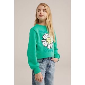 WE Fashion sweater met printopdruk groen