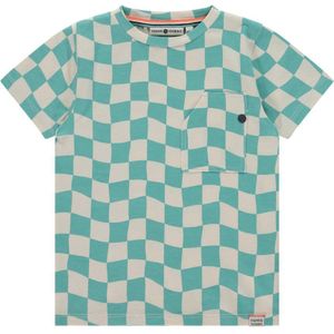 Stains&Stories T-shirt met all over print turquoise/wit