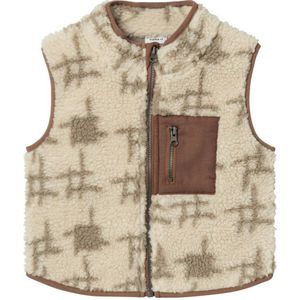 NAME IT MINI gilet NMMNAK met all over print beige/bruin