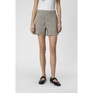 OBJECT gestreepte regular fit short OBJSOLA bruin/ lichtbruin