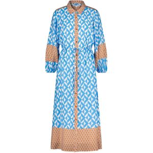 Tramontana blousejurk met all over print en ceintuur blauw/terra/ecru