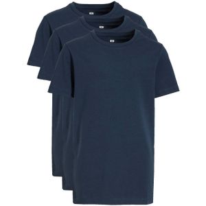WE Fashion T-shirt - set van 3 donkerblauw