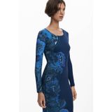 Desigual - Gebloemde Midi Jurk - Blauw
