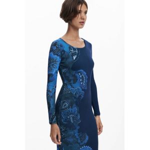 Desigual - Gebloemde Midi Jurk - Blauw