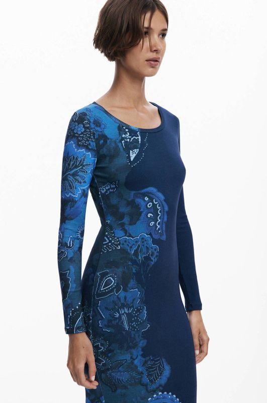 Desigual - Gebloemde Midi Jurk - Blauw