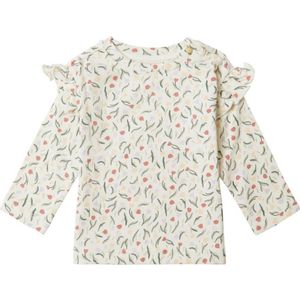 Noppies baby longsleeve Camden met all over print en ruches offwhite/groen