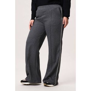 Miss Etam Plus wide leg regular waist pantalon met krijtstreep antraciet