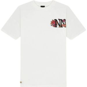 NIK&NIK T-shirt Logo met backprint wit/fuchsia