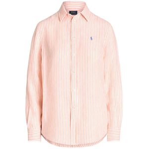 POLO Ralph Lauren gestreepte linnen blouse oranje/wit
