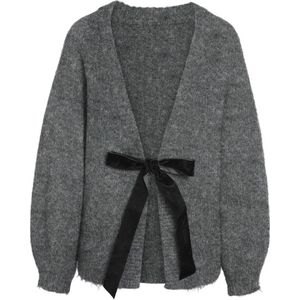 NOISY MAY Curve gebreid vest grijs