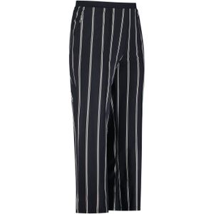 Plus Basics wide leg broek van travelstof met streepprint blauw/wit