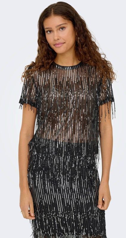 ONLY - Pailletten Top - Zwart