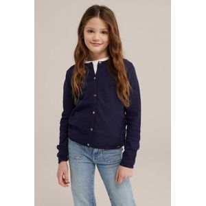 WE Fashion vest donkerblauw fijn gebreid