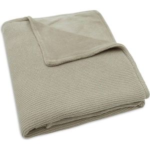 Jollein - Deken Ledikant 100x150cm Basic Knit - Dekentje Baby - Olive Green/Fleece