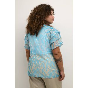 Kaffe Curve gebloemde semi-transparante blousetop KClina blauw