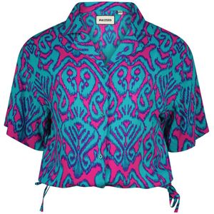 Raizzed blouse met grafische print paars/blauw
