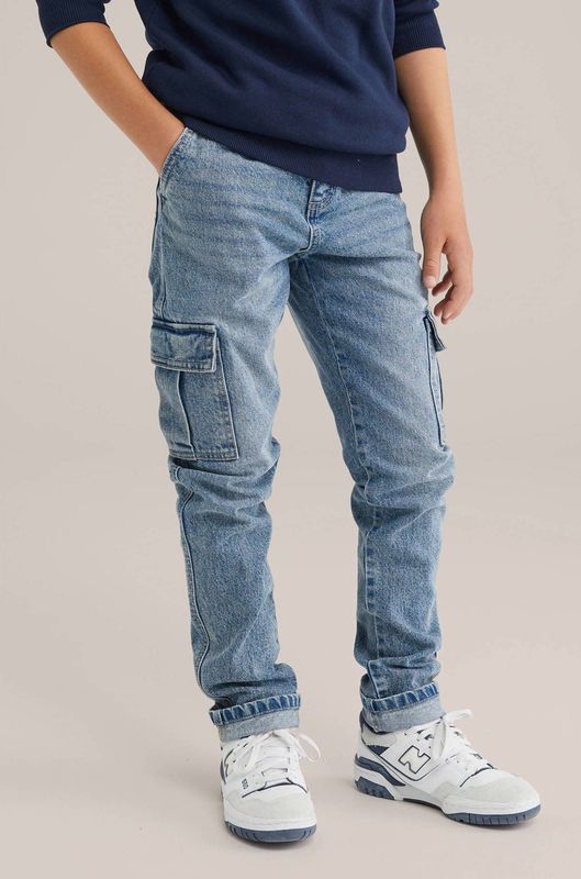 WE Fashion - Cargobroek - Blauw - Denim