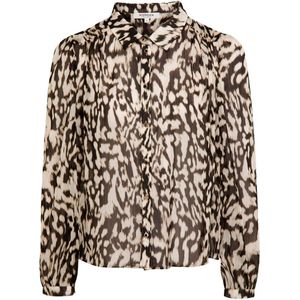 Morgan semi-transparante blouse met dierenprint bruin/ecru