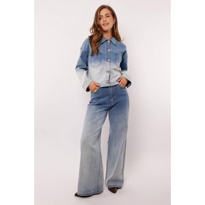 FLURESK high waist wide leg jeans light blue denim