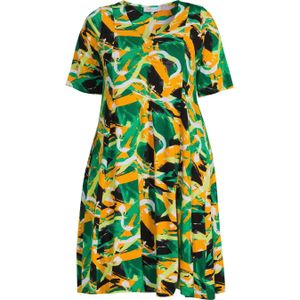 Zhenzi jurk met all over print groen/oranje/zwart