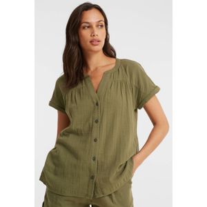 Anytime dubbeldoek blouse khaki