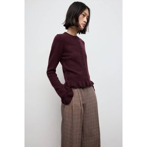 Mango - Gebreid Vest - Donkerrood - Met Wol