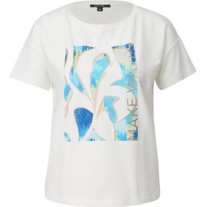 comma T-shirt met printopdruk wit/blauw