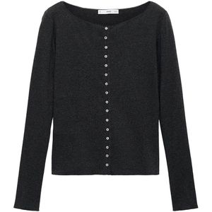 MANGO - OHIO - Gebreid Vest - Donkergrijs