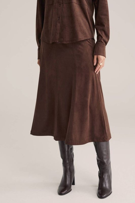 WE Fashion A-lijn rok donkerbruin