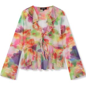 Refined Department semi-transparante blousetop Brianna met all over print en ruches multi