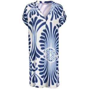 Geisha jurk met all over print blauw/wit