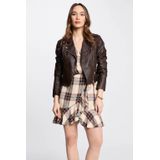 MORGAN - Jasje - Koffie - Simili Leer - Kort Met Reverskraag