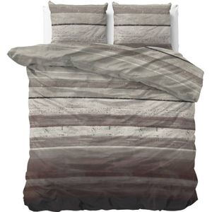 Sleeptime Flanel Marcus Dekbedovertrekset - Tweepersoons - 200x200/220 + 2 kussenslopen 60x70 - Taupe