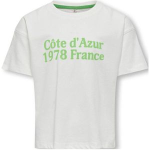 KIDS ONLY GIRL T-shirt KOGSINNA met tekst wit/groen