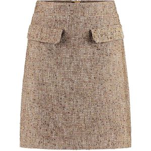 Claudia Sträter tweed korte rok gebreid beige