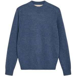 Anerkjendt gebreide trui met wol blauw