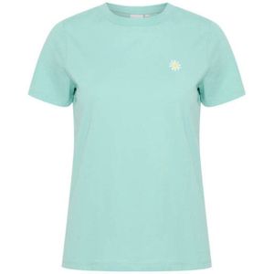 ICHI T-shirt IHCAMINO met printopdruk en borduursels blauw