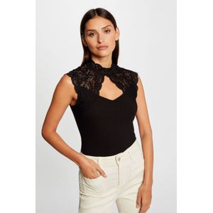 Cache Cache - Semi-transparante Top - Zwart - Mouwloos - Kanten Details