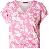 Yest jersey top met bloemprint lichtroze/wit