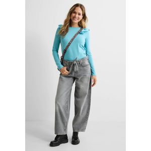 Anytime longsleeve met ruches lichtblauw