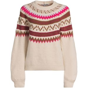 Anytime gebreide trui met ingebreid patroon crème