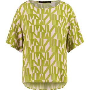 Expresso top met all over print limegroen/roze