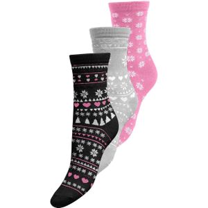 ONLY - ONLCHRISTMAS - Huissokken - Zwart/Roze - Set van 3