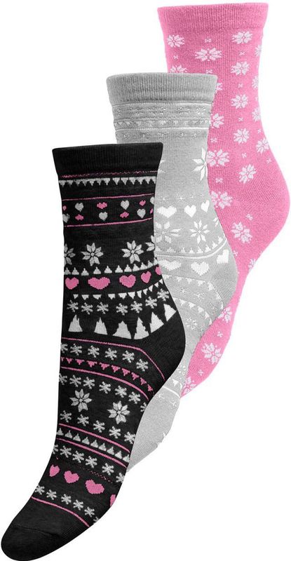 ONLY - ONLCHRISTMAS - Huissokken - Zwart/Roze - Set van 3