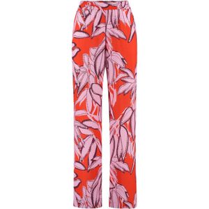 Expresso wide leg broek EX24-21066 met bladprint rood/roze