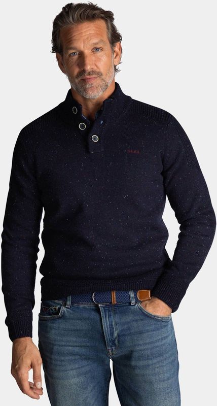 NZA - Katoenen Half Button Trui - Blauw