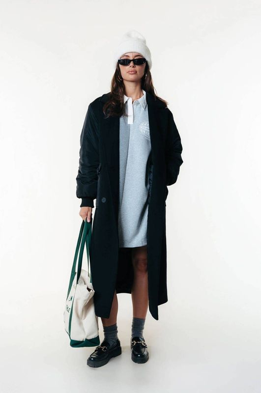 Colourful Rebel - Ninny Polo Sweat Jurk - Grijs - Shirtjurken