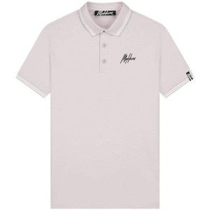 Malelions polo met logo taupe/white