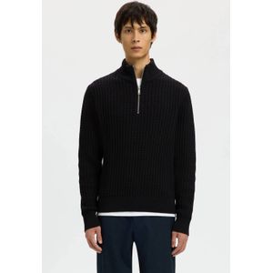 SELECTED HOMME trui met ingebreid patroon zwart